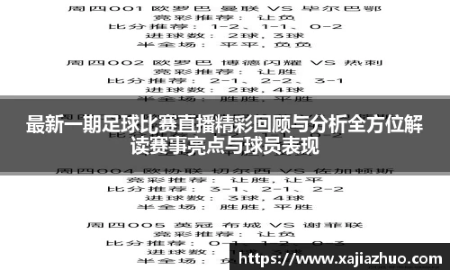 最新一期足球比赛直播精彩回顾与分析全方位解读赛事亮点与球员表现