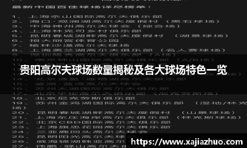 贵阳高尔夫球场数量揭秘及各大球场特色一览